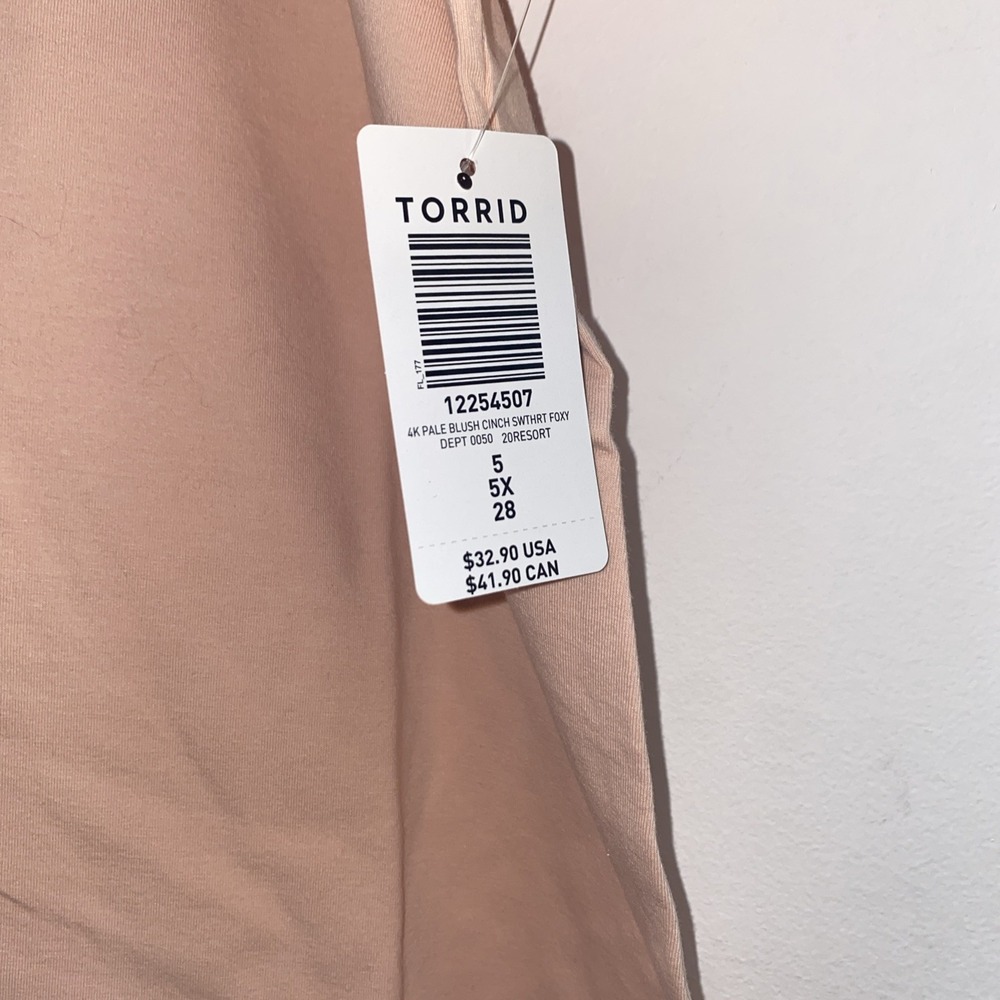 Torrid Pale Blush‎ Cinch Blouse Top Short Sleeve Size 5 Size 28 - Picture 2 of 5